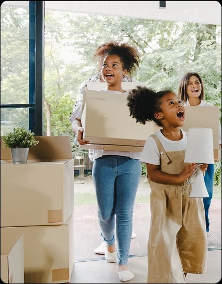 Family moving boxes